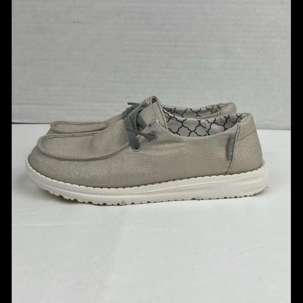 Hey Dude‎ Shoes Wally Stretch Canvas Light Grey Casual Shoes Womens Sz 5